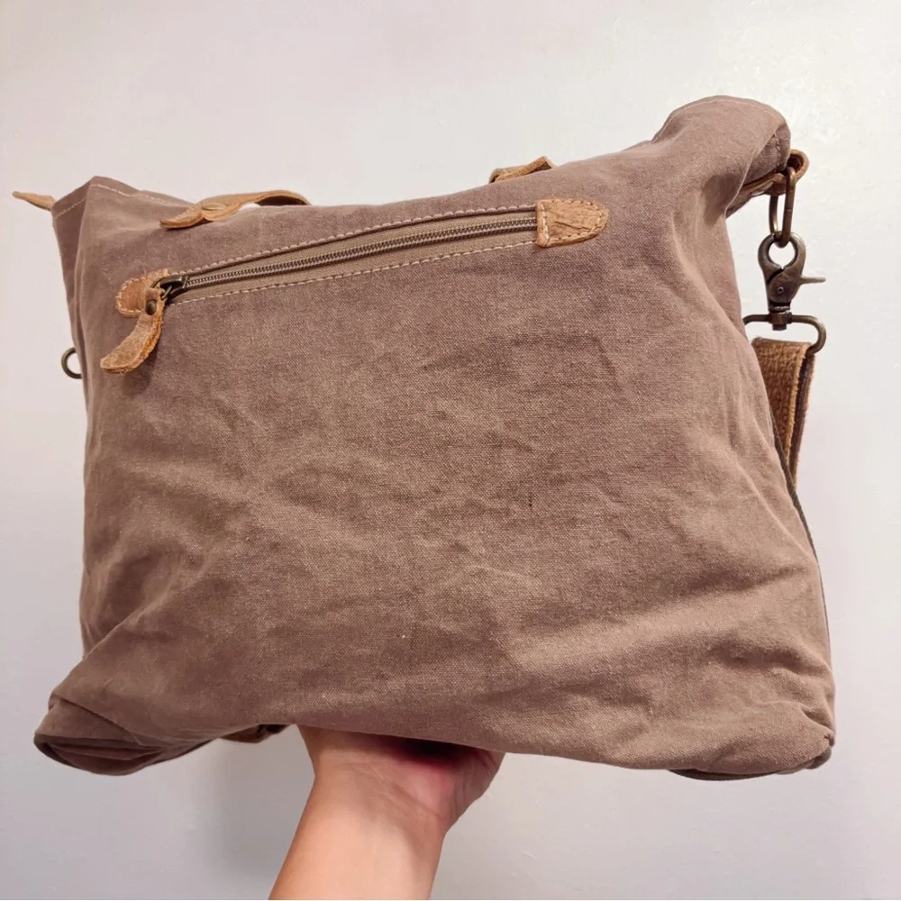 Myra Hair-on Hide Tapestry Leather Weekender Overnight Tote Travel Laptop Bag